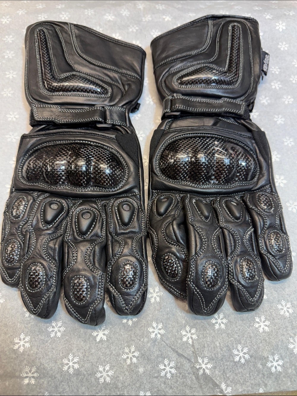 Eurolink Schoeller Keprotec Leather Motorcycle Gloves Carbon Fiber XL